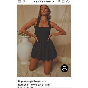 Peppermayo Exclusive - European Towns Linen Mini Dress - Black, US 4